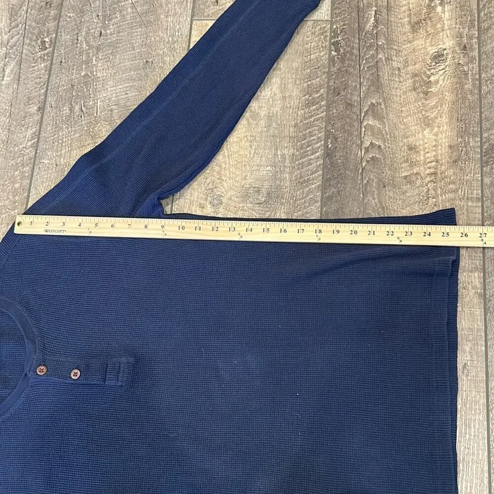J CREW Mercantile Blue Waffle Henley Long Sleeve Shirt Large
